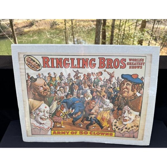 Original 1960 Poster RINGLING BROS CIRCUS Army Of 50 CLOWNS 19 x 14 Rare!
